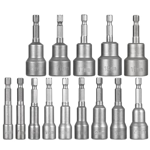 6mm-19mm Magnetischer Schlagschrauber Mit 1/4-Zoll-Inbusschlüsselsatz, Bohreradapter(6-19mm) von TYDHGSE