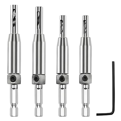 HSS Selbstzentrierender Scharnierbohrer For Türen, Fenster, Schränke, Holzbearbeitung, Locher, Holzreibwerkzeug(4 PCS) von TYDHGSE