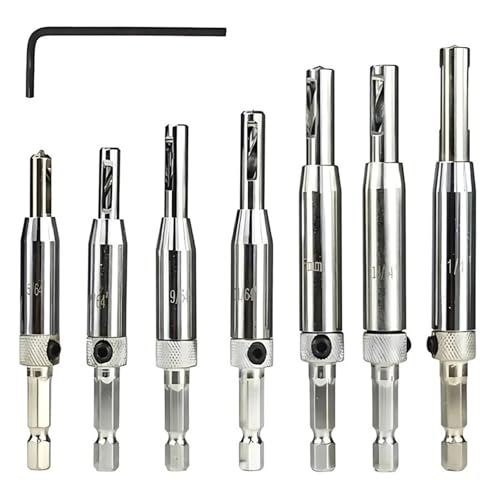 HSS Selbstzentrierender Scharnierbohrer For Türen, Fenster, Schränke, Holzbearbeitung, Locher, Holzreibwerkzeug(7 PCS) von TYDHGSE