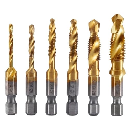 Sechskantschaft, Titanbeschichtet, HSS-Schraubengewinde, Metrischer Gewindebohrer, Schraubenmaschine, Verbundgewindebohrer, M3, M4, M5, M6, M8, M10, Handwerkzeuge(GRAY) von TYDHGSE