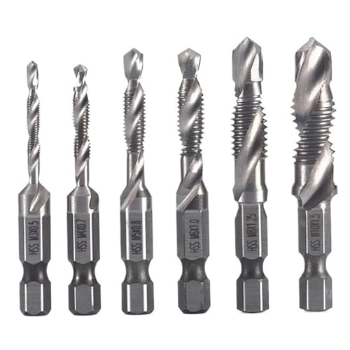 Sechskantschaft, Titanbeschichtet, HSS-Schraubengewinde, Metrischer Gewindebohrer, Schraubenmaschine, Verbundgewindebohrer, M3, M4, M5, M6, M8, M10, Handwerkzeuge(Grey) von TYDHGSE