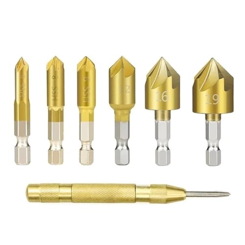 Senkbohrer Mit Sechskantschaft, 6–19 Mm, Set Mit Titanbeschichtung, 5-Flöten-Lochbohrer von TYDHGSE