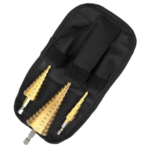 Stufenbohrer, Titanbeschichtet, Sechskantschaft, Gerade Nut, 3–12/4–12/4–20/4–32 Mm, Pagodenbohrer, Bohrwerkzeug(Big 3PC cloth bag) von TYDHGSE