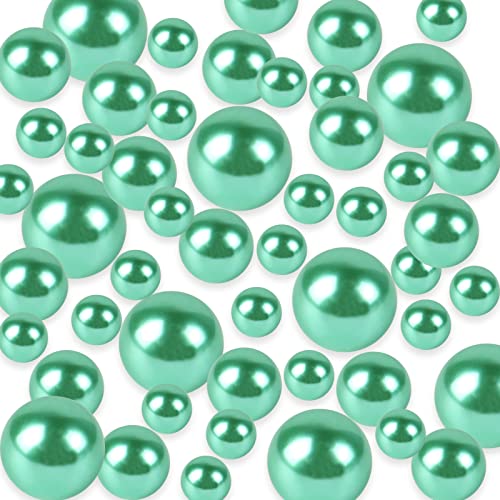 TYEQWT Schwimmende Perlen, 150Pcs Kunstperlen, Floating Pearls, Schwimmende Perlen für Vasenfüller, Deko Perlen Ohne Loch, Kunststoffperlen für Vasen DIY-Basteln Karneval Fasching Deko,8/14/20mm(Grün) von TYEQWT