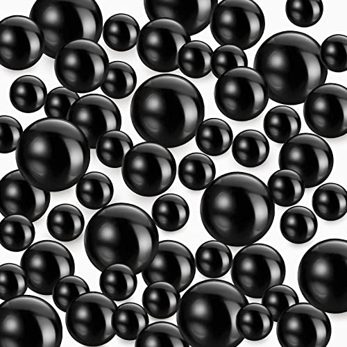TYEQWT Schwimmende Perlen, 150Pcs Kunstperlen, Floating Pearls, Schwimmende Perlen für Vasenfüller, Perlen Ohne Loch, Kunststoffperlen für Vasen DIY-Basteln Karneval Fasching Deko,8/14/20mm (Schwarz) von TYEQWT