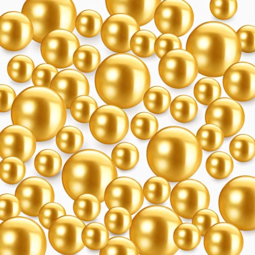 TYEQWT Schwimmende Perlen, 150Pcs Kunstperlen, Floating Pearls, Schwimmende Perlen für Vasenfüller, Perlen Ohne Loch, Kunststoffperlen für Vasen DIY-Basteln Karneval Fasching Deko,8/14/20mm (Goldgelb) TYEQWT Schwimmende Perlen, 150Pcs Kunstperlen, Floating Pearls, Schwimmende Perlen für Vasenfüller, Perlen Ohne Loch, Kunststoffperlen für Vasen DIY-Basteln Karneval Fasching Deko,8/14/20mm (Goldgelb) von TYEQWT