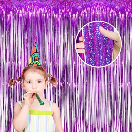 TYEQWT Lametta Vorhang Glitzer, 2 Stück Fasching Party Vorhänge Deko Glitzer Folien Fransen Vorhänge Party Deko Luftschlangen Geburtstag Foto Hintergrund für Karneval Fasching Disco Deko, Lila 1x3m TYEQWT Lametta Vorhang Glitzer, 2 Stück Fasching Party Vorhänge Deko Glitzer Folien Fransen Vorhänge Party Deko Luftschlangen Geburtstag Foto Hintergrund für Karneval Fasching Disco Deko, Lila 1x3m von TYEQWT