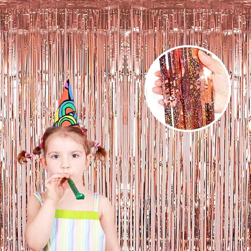 TYEQWT Lametta Vorhang Glitzer, 2Pcs Fasching Party Vorhänge Deko Glitzer Folien Fransen Vorhänge Party Deko Luftschlangen Geburtstag Foto Hintergrund für Karneval Fasching Disco Deko, Roségold 1x3m TYEQWT Lametta Vorhang Glitzer, 2Pcs Fasching Party Vorhänge Deko Glitzer Folien Fransen Vorhänge Party Deko Luftschlangen Geburtstag Foto Hintergrund für Karneval Fasching Disco Deko, Roségold 1x3m von TYEQWT