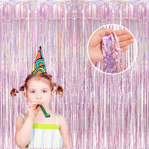 TYEQWT Lametta Vorhang Glitzer, 2 Stück Fasching Party Vorhänge Deko Glitzer Folien Fransen Vorhänge Party Deko Luftschlangen Geburtstag Foto Hintergrund für Karneval Fasching Disco Deko,Hellrosa 1x3m TYEQWT Lametta Vorhang Glitzer, 2 Stück Fasching Party Vorhänge Deko Glitzer Folien Fransen Vorhänge Party Deko Luftschlangen Geburtstag Foto Hintergrund für Karneval Fasching Disco Deko,Hellrosa 1x3m von TYEQWT