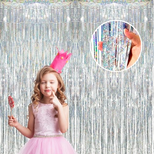 TYEQWT Lametta Vorhang Silber Glitzer, 2 Stück Fasching Party Vorhänge Deko Glitzer Folien Fransen Vorhänge Party Deko Luftschlangen Geburtstag Foto Hintergrund für Karneval Fasching Disco Deko,1x3m TYEQWT Lametta Vorhang Silber Glitzer, 2 Stück Fasching Party Vorhänge Deko Glitzer Folien Fransen Vorhänge Party Deko Luftschlangen Geburtstag Foto Hintergrund für Karneval Fasching Disco Deko,1x3m von TYEQWT
