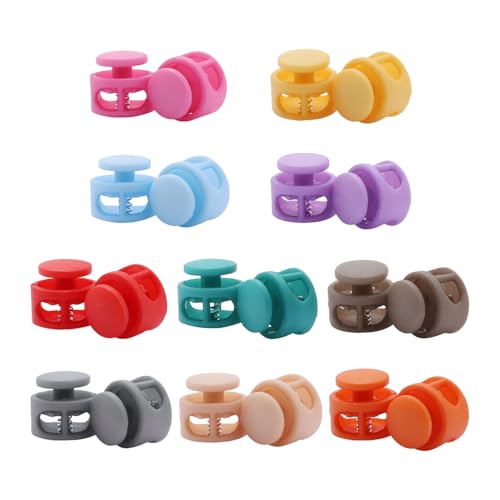 TYFGRT 20 Stück Bunte Doppelloch-Federschnallen, Elastische Kordelschnallen, Seilverstellschnallen, Kordelzuglöcher, Geeignet Für Hüte, Schnürsenkel, Kordelzugtaschen TYFGRT 20 Stück Bunte Doppelloch-Federschnallen, Elastische Kordelschnallen, Seilverstellschnallen, Kordelzuglöcher, Geeignet Für Hüte, Schnürsenkel, Kordelzugtaschen von TYFGRT