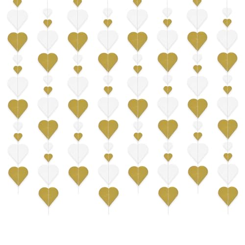 TYFGRT 4 Stück Liebesanhänger, Hängende Dekorationen, Jubiläumsdekorationen, Weiße Und Goldene Liebesanhänger, Party-Liebesband-Dekorationen von TYFGRT