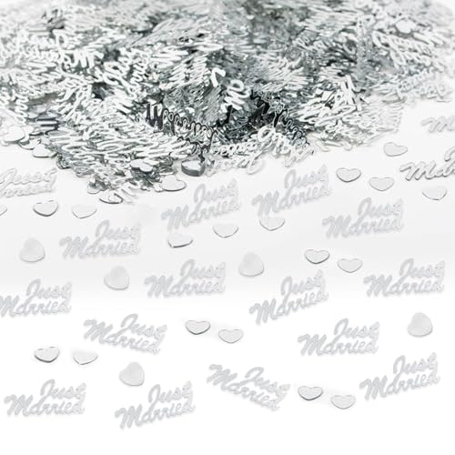 TYFGRT 45G Hochzeitskonfetti, Hochzeit Tischdeko, Silbernes Herz Konfetti, Party Konfetti Deko, DIY Hochzeitsdeko von TYFGRT