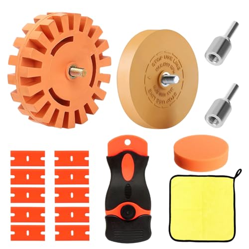 2 Stück Folienradierer,Gummi Radierscheibe,Akkuschrauber mit Adapter,Klebstoffentfernungsklinge und 10 Kunststoffklinge,zum Professionellen Entfernen von Folien und Kleberesten am Fahrzeug 2 Stück Folienradierer,Gummi Radierscheibe,Akkuschrauber mit Adapter,Klebstoffentfernungsklinge und 10 Kunststoffklinge,zum Professionellen Entfernen von Folien und Kleberesten am Fahrzeug von TYFYH