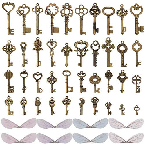 TYFYH Vintage Schlüssel Deko 81 Stück Fliegende Schlüssel Harry Potter, Antiken Anhänger Schlüssel Set für DIY, Halskette Herstellen Schmuck Basteln Schlüsseln von TYFYH