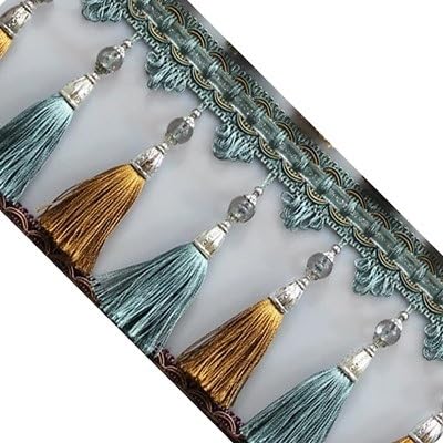1 Stück, 1 Meter, elegante Fransenborte mit Perlenquaste for Bastelarbeiten, Lampenschirme und Tischdecken – dekoratives Nähband(Blu) von TYGIYY