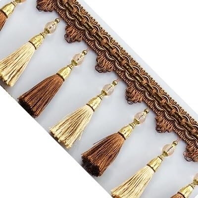 1 Stück, 1 Meter, elegante Fransenborte mit Perlenquaste for Bastelarbeiten, Lampenschirme und Tischdecken – dekoratives Nähband(Light Brown) von TYGIYY