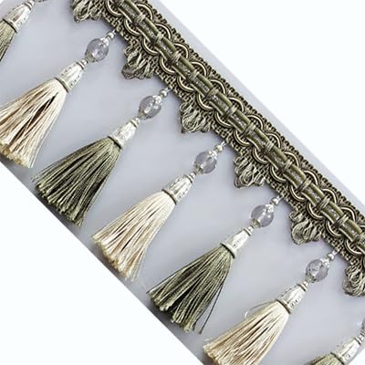 1 Stück, 1 Meter, elegante Fransenborte mit Perlenquaste for Bastelarbeiten, Lampenschirme und Tischdecken – dekoratives Nähband(Light Green) von TYGIYY