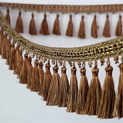 1 Stück, 1 Meter, elegante Quastenfransenborte for Basteln, als Vorhangband, DIY-Heimdekor, Nähzubehör for Sofa und Tisch(Bruin) von TYGIYY