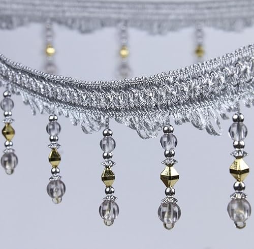 1 Stück, 12 Meter, eleganter geflochtener Strass-Perlen-Quasten-Fransenbesatz for Nähen, for Heimdekoration und Bastelprojekte(Grijs) von TYGIYY