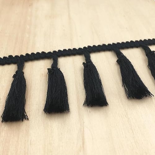 1 Stück, 25 Meter, elegante Fransenborte mit Quaste for Heimdekoration, Bastelarbeiten und Nähprojekte – for Vorhänge und Klavierbezüge(Black) von TYGIYY