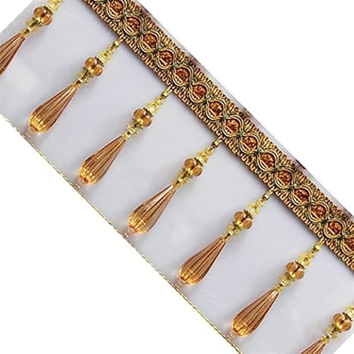 1 Stück 1 Meter geflochtene Perlenquaste mit Fransenbesatz for DIY-Heimdekoration – Elegante Vorhang-Nähdekoration(Yellow) von TYGIYY