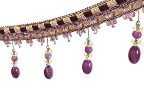 1 Stück 12 Yards Perlenfransen-Spitzenbesatz - Elegantes DIY-Sofa- und Hochzeitsvorhang-Dekorationszubehör(Purple) von TYGIYY