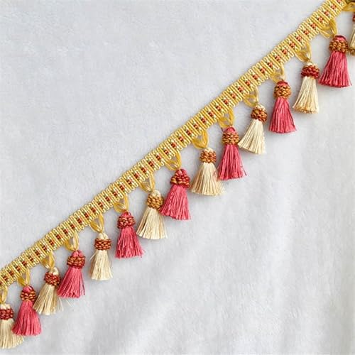 1 Stück 3 Meter Perlenfransenbesatz for Nähen, elegante Spitzenquastendekoration for Tischdecken, Vorhänge und Kunsthandwerk(Rose Red) von TYGIYY
