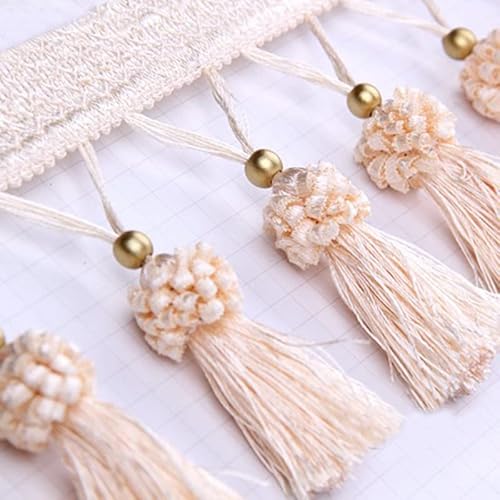 1 Stück 5 Meter Polyester-Vorhangbesatz mit Quasten for Nähen, for DIY-Dekoration und Basteln – stilvolles Besatzband(Apricot) von TYGIYY