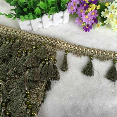 1 x 12 Yards Perlenanhänger-Fransenbesatz, Zopf for DIY-Näharbeiten – for Kleidung, Sofa und Tischdecken(Grün) von TYGIYY