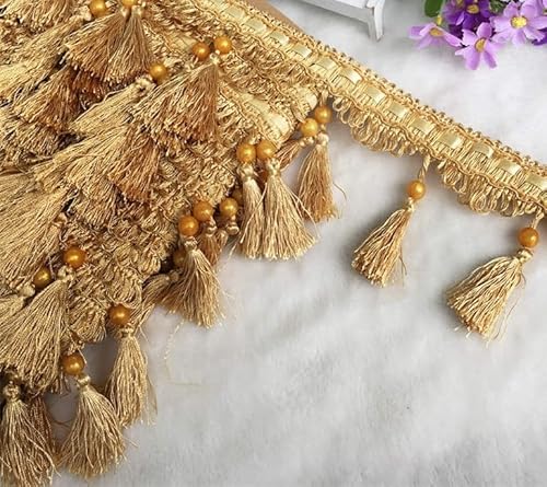 1 x 12 Yards elegante Fransenborte for Vorhänge, Spitzenbesatz for Bastelarbeiten, Tischdecken und Lampenschirme(Golden yellow) von TYGIYY