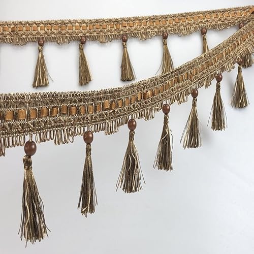 1 x 12 Yards elegante Perlenquaste Fransenbesatz for DIY-Polsterhandwerk und Heimdekoration(Curry) von TYGIYY