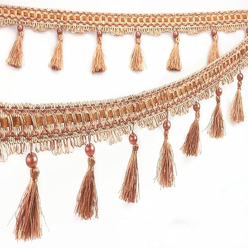 1 x 12 Yards elegante Perlenquaste Fransenbesatz for DIY-Polsterhandwerk und Heimdekoration(Light curry) von TYGIYY