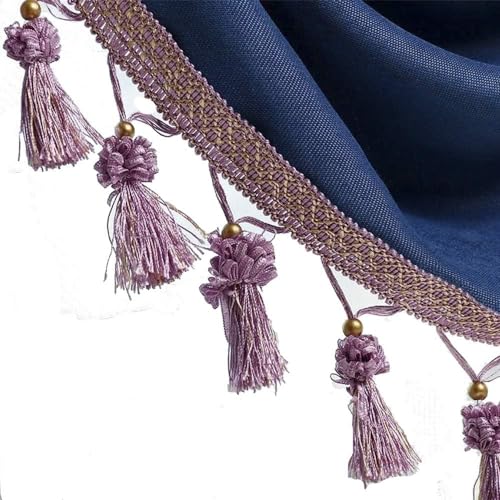1 x 12 Yards elegante Perlenquasten-Fransenbesatz – geflochtenes Kugelband for Vorhänge, Kleidung und Nähzubehör(Purple) von TYGIYY
