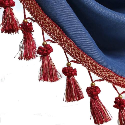 1 x 12 Yards elegante Perlenquasten-Fransenbesatz – geflochtenes Kugelband for Vorhänge, Kleidung und Nähzubehör(Red) von TYGIYY