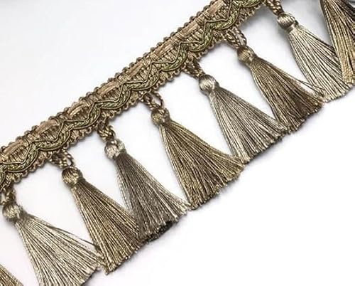 1 x 14 Yards Perlenquaste Fransen Spitzenbesatz for DIY Handwerk – Elegantes Accessoire for Heimvorhänge und Tischdekoration(Bronze) von TYGIYY