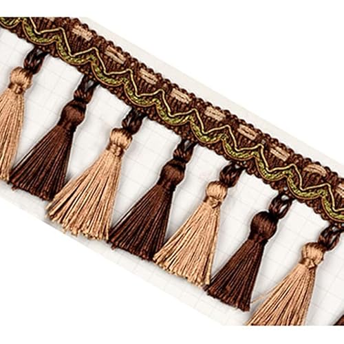 2 Meter dekorativer Spitzenbesatz for Nähen von Fransen for Vorhänge, Sofas und Tischdecken – Polyester-Quastenband for die Heimdekoration(Coffee color) von TYGIYY