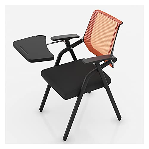 TYHAYJYK Klappstühle aus Netzstoff mit am Schreibtisch befestigt, Tablet-Sessel, Konferenzraumstuhl mit Rechtshänder-Tablet-Arm, Netzstoff, stapelbare Stühle, Orange von TYHAYJYK