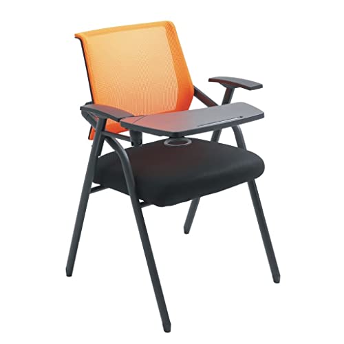 TYHAYJYK Klappstühle aus Netzstoff mit rechtshändigem Tablet-Arm, gepolsterter Sitz, Klappstühle für Studenten mit befestigtem Schreibtisch, Netzrückseite, Tablet-Arm, Niststuhl (Orange) von TYHAYJYK