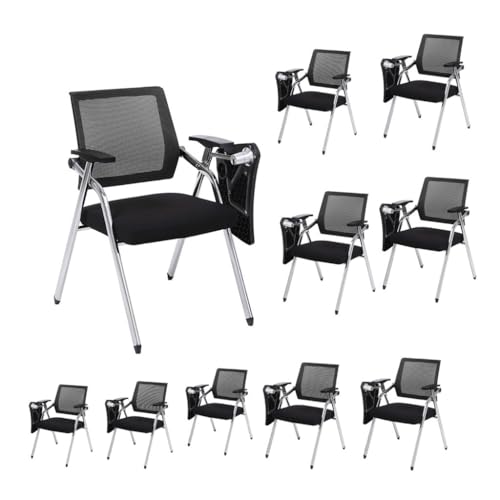 TYHAYJYK Klappstuhl für Erwachsene, stapelbar, faltbar, Netzstoff, Computer-Schreibtischstuhl mit Tablet-Arm, Schreibtafel, stapelbare Konferenzraumstühle (10 Stück) von TYHAYJYK