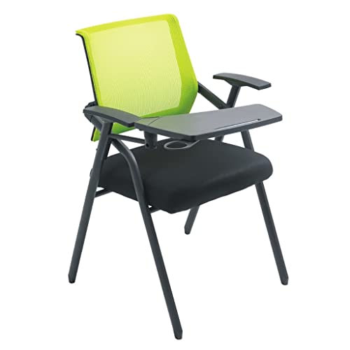 TYHAYJYK Stuhl mit Schreibtisch für Erwachsene, zusammenklappbarer Bürostuhl aus Netzstoff, Tablet-Armlehnstuhl mit gepolstertem Sitz, Konferenzraumstühle mit aufklappbarem Schreibtablett (grün) von TYHAYJYK