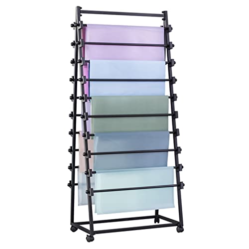 TYLDBNF Doppelseitiges Aufbewahrungsregal für Schals/Geschenkpapier mit Rädern, freistehendes Metallband-Ausstellungsregal mit beweglicher Querstange (Farbe: 120 cm Höhe, Größe: 70 cm breit) von TYLDBNF
