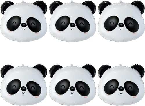 6 Stück Panda Kopf Folienballon, 23.4" Süße Panda Head Luftballons, Helium Ballons Tiere, Folienballon Panda für Dschungel-Zoo-Safari-Thema Party Deko, Kinder Geburtstag Deko von TYLUSPA