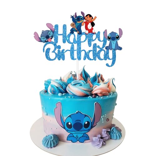 Happy Birthday Cake Topper, Cartoon Blua Tortendeko Geburtstag Mädchen, Torten Topper Geburtstag, Geburtstagskuchen Deko für Geburtstagsfeiern,Baby Shower und Hochzeit von TYLUSPA