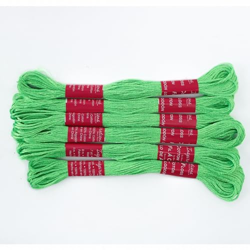 Faden Sticken 6 Farben Polyester-Stickgarn, Kreuzstich, Handarbeit, 8,7 Yards (8 m) Faden, 6-teiliges Set. Stickgarn (Color : Fluorescent Green) von TYNXK