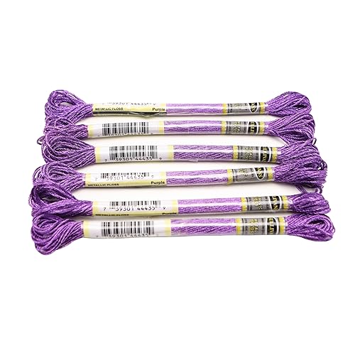 Faden Sticken 6-teiliges Set mit leichtem Effekt, hochglänzendem Metallic-Stickgarn, Kreuzstichgarn, 8 Meter lang, 6 Stränge. Stickgarn (Color : Purple 6PCS, Size : 6 Strands) von TYNXK