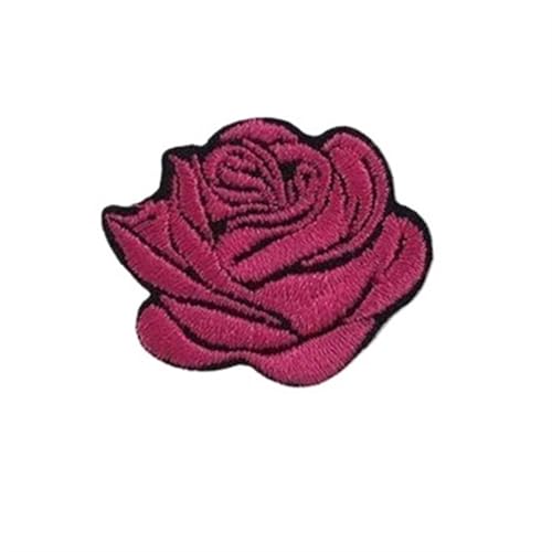 Stickerei AufnäHer 10 stück Mehrfarbige Kleine Rose Blumen Stickerei Eisen Patches for Kleidung Aufkleber Auf T-shirt Applikationen Streifen Kleidung Zubehör AufbüGeln Patch (Color : Rose) von TYNXK