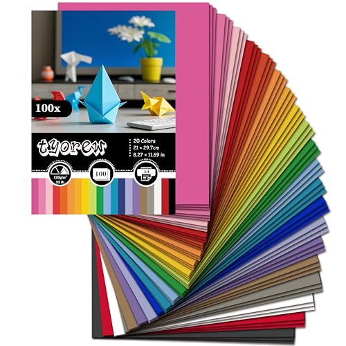 100 Blatt Tonpapier A4 Bunt, 120g/m², Buntes Papier A4 Bastelpapier -20 Farben, Farben Papier Origami Papier Buntpapierset für Diy Origami und Bastelprojekte 100 Blatt Tonpapier A4 Bunt, 120g/m², Buntes Papier A4 Bastelpapier -20 Farben, Farben Papier Origami Papier Buntpapierset für Diy Origami und Bastelprojekte von TYOREW