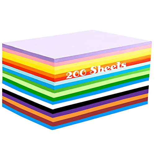 200 Blatt Buntes Papier A4, Farbiges Faltpapier in 20 Farben (70 g/m²), Tonpapier Bunt/Bastelpapier Zweiseitig für DIY Origami und Bastelprojekte von TYOREW