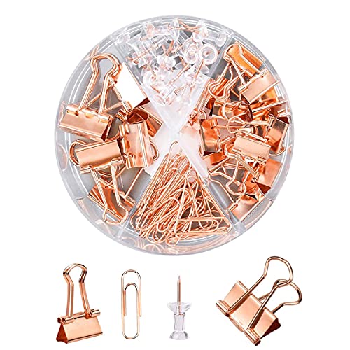 72 Stück Foldback Klammern Reißnägel Pinnnadeln Büroklammern 4 Stile Bürobedarf Set mit Box für Schule, Roségold 72 Stück Foldback Klammern Reißnägel Pinnnadeln Büroklammern 4 Stile Bürobedarf Set mit Box für Schule, Roségold von TYPHEERX